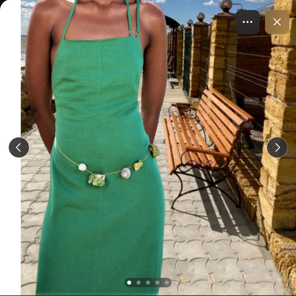 Zara Green Double-Strap Maxi Dress
